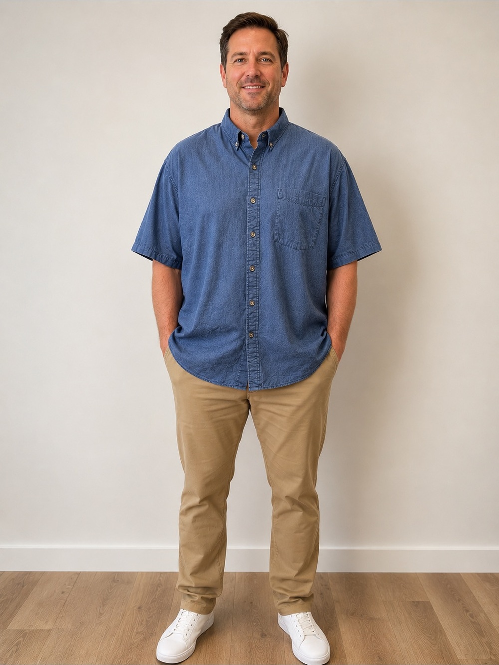Dubinik "Customized Version" 2XL Casual Button-Down Shirt in Denim Blue